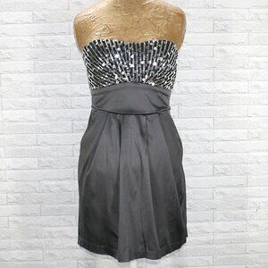 TRIXXI Dress Strapless Sequin Metallic Party Disco Ball Cocktail Gray Mini 7